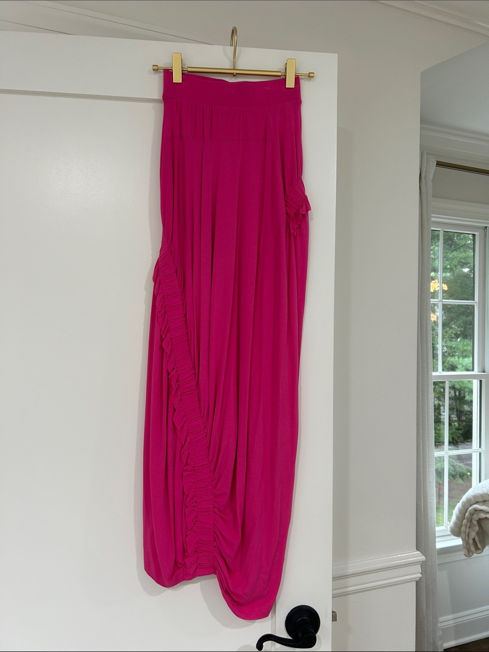Fuchsia High-Low Ruffle Maxi Skirt - Picture 3 of 4